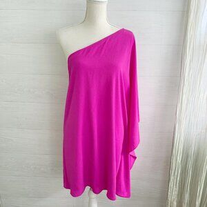 Vici One Shoulder Dress in Vibrant Pink